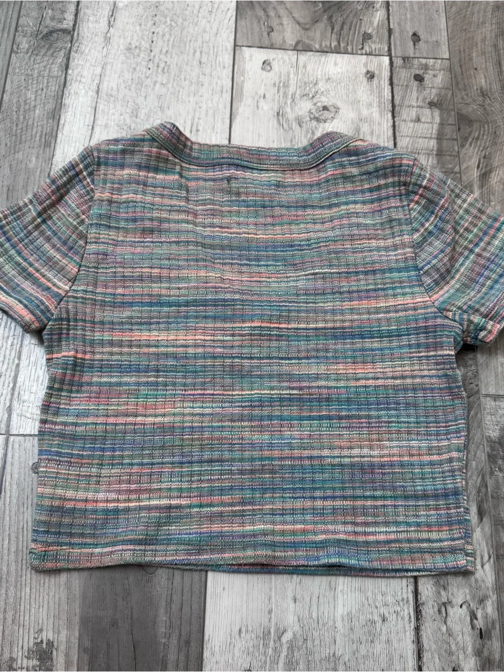 Madewell Cropped Space Dye Tee V-Neck Ribbed Multicolor Small